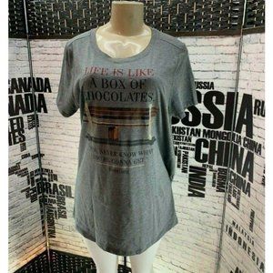 Torrid Plus 5 Gray Forrest Gump Life is Like Graphic Short Sleeve Tee